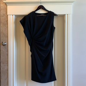 Black Sleeveless Side Ruffle Dress